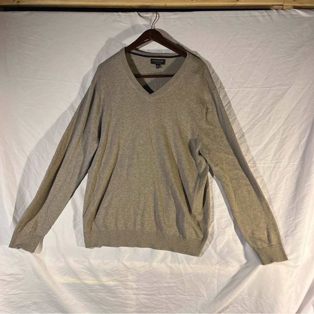 Banana Republic Cotton/Cashmere Sweater Men’s  XL  TAN  Long Sleeve V-Neck